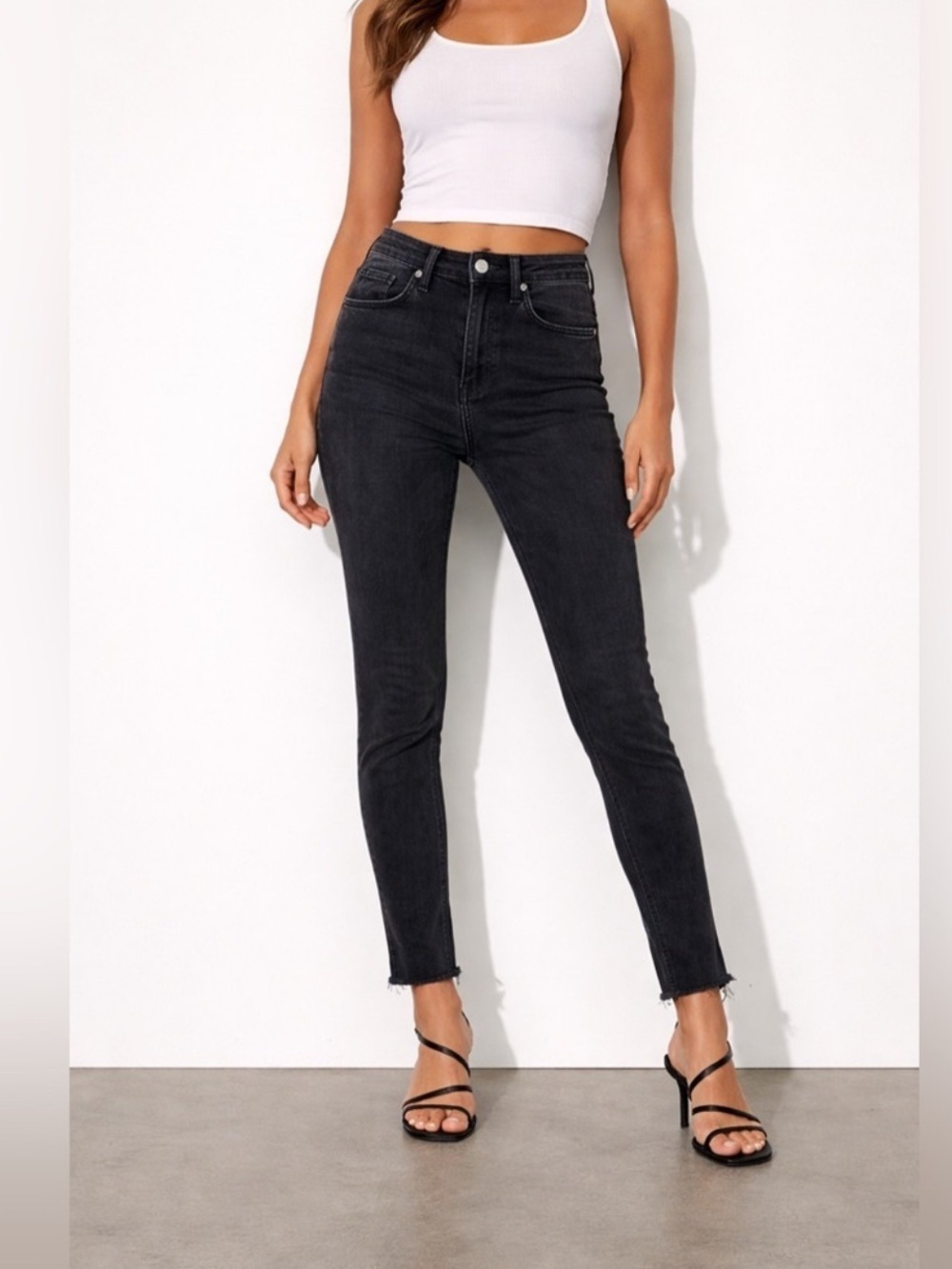 rag & bone Black High-Rise Skinny Ankle Jeans